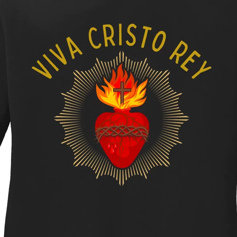 Viva Cristo Rey Roman Catholic Ladies Long Sleeve Shirt