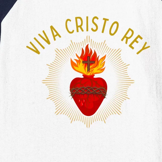 Viva Cristo Rey Roman Catholic Baseball Sleeve Shirt