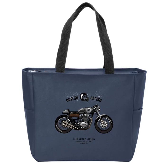 Vintage Cafe Racer Poster Zip Tote Bag