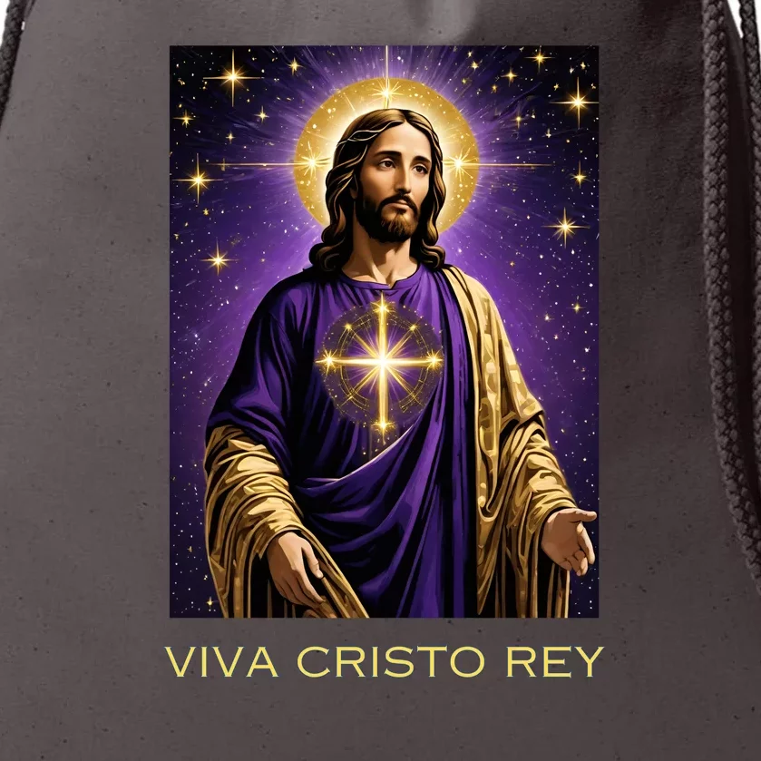 Viva Cristo Rey Catholic Jesus Christ The King Drawstring Bag