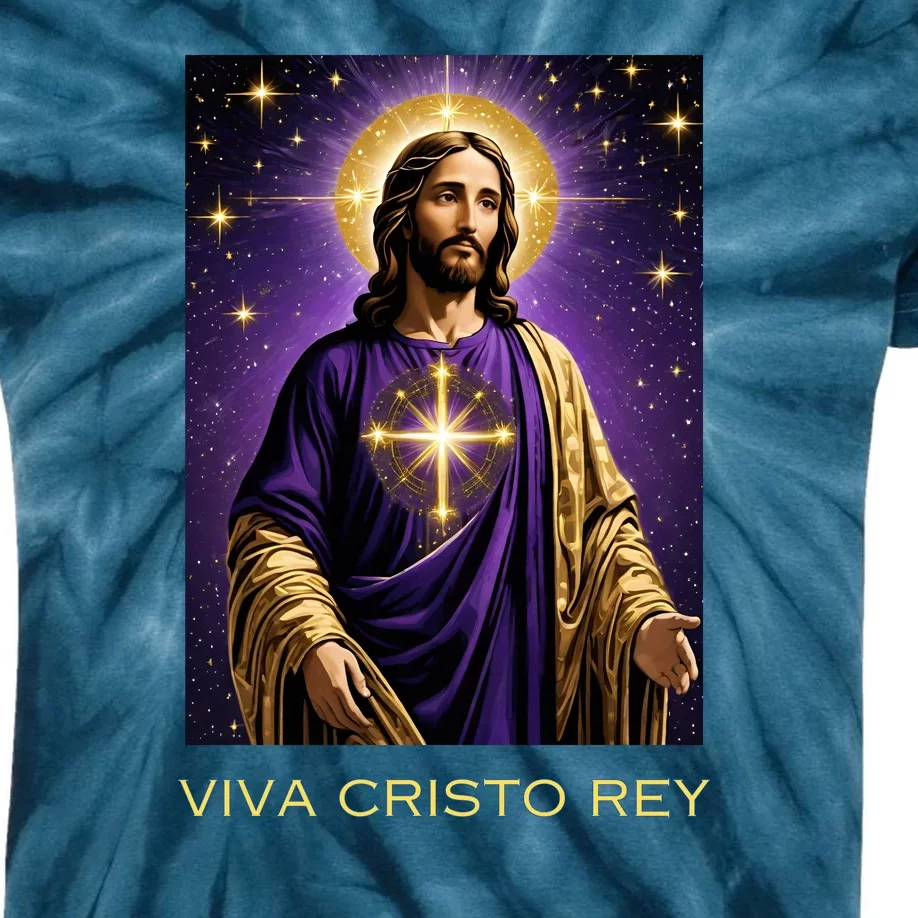 Viva Cristo Rey Catholic Jesus Christ The King Kids Tie-Dye T-Shirt