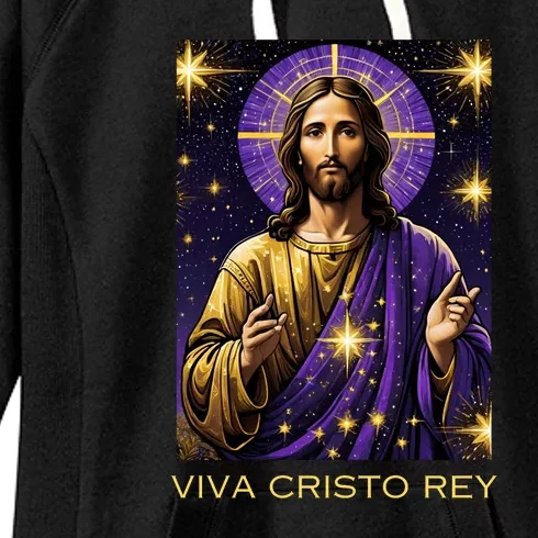 Viva Cristo Rey Roman Catholic Jesus Christ Women's Fleece Hoodie