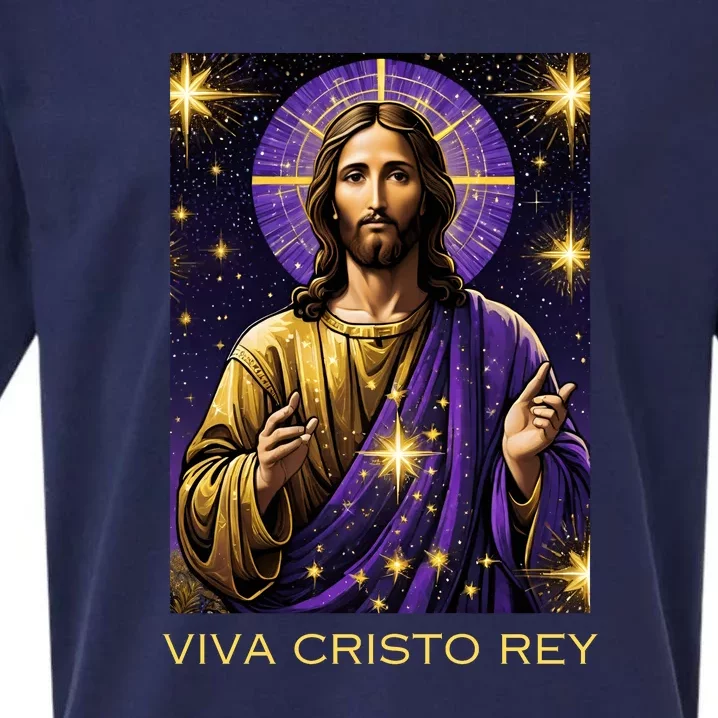 Viva Cristo Rey Roman Catholic Jesus Christ Sueded Cloud Jersey T-Shirt