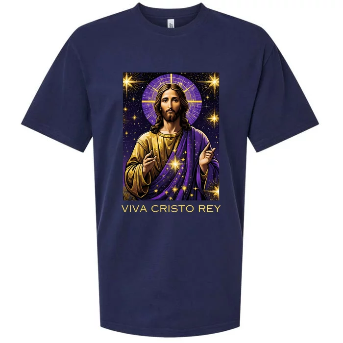 Viva Cristo Rey Roman Catholic Jesus Christ Sueded Cloud Jersey T-Shirt