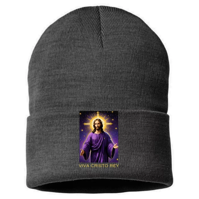 Viva Cristo Rey Roman Catholic Jesus Christ Sustainable Knit Beanie