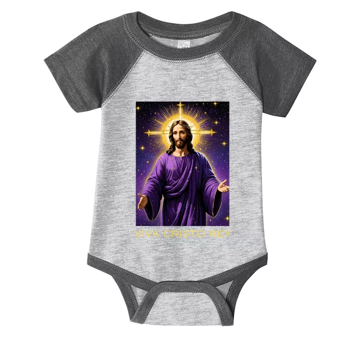 Viva Cristo Rey Roman Catholic Jesus Christ Infant Baby Jersey Bodysuit