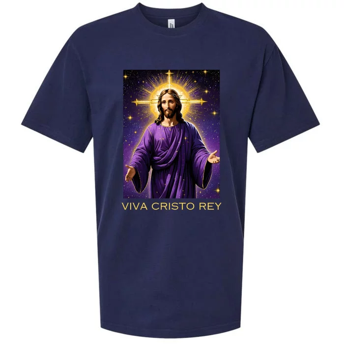 Viva Cristo Rey Roman Catholic Jesus Christ Sueded Cloud Jersey T-Shirt