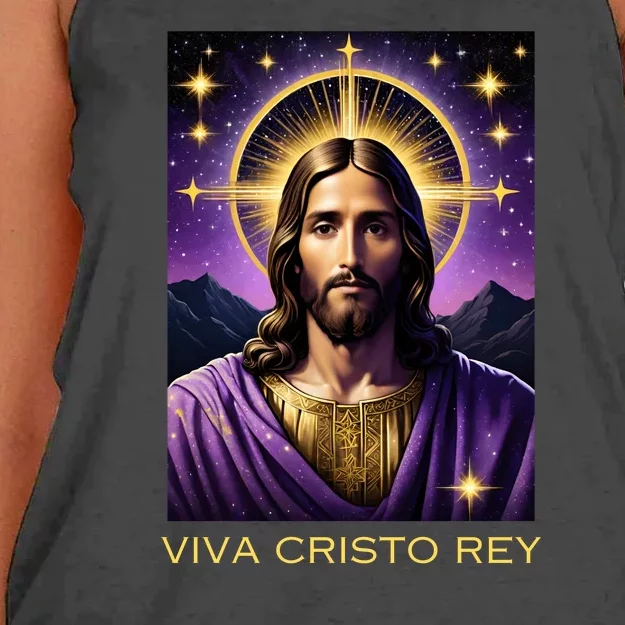 Viva Cristo Rey Roman Catholic Jesus Christ Women's Knotted Racerback Tank