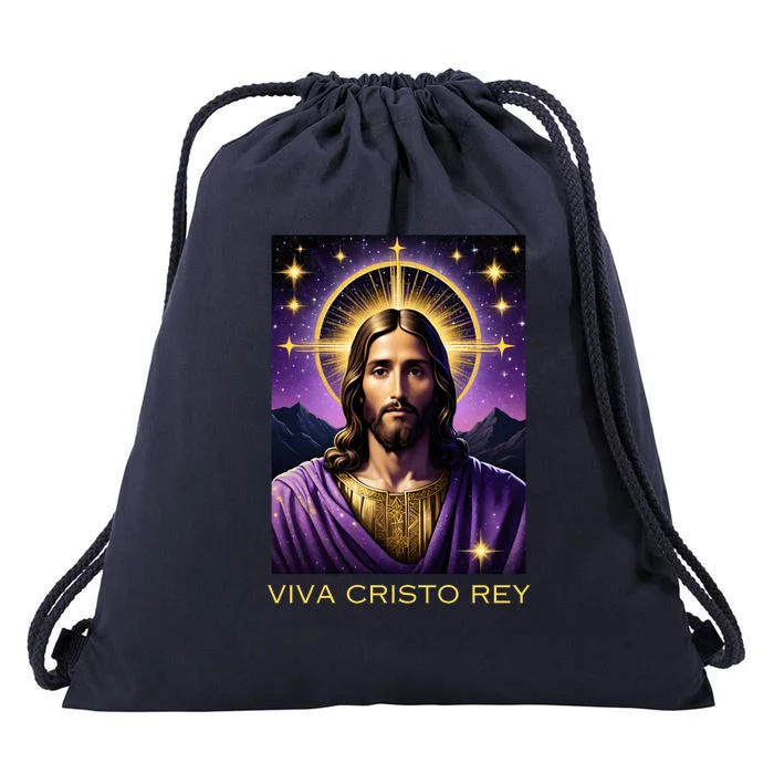 Viva Cristo Rey Roman Catholic Jesus Christ Drawstring Bag