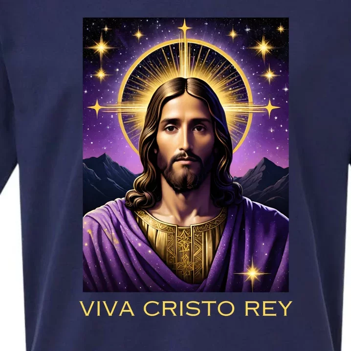 Viva Cristo Rey Roman Catholic Jesus Christ Sueded Cloud Jersey T-Shirt