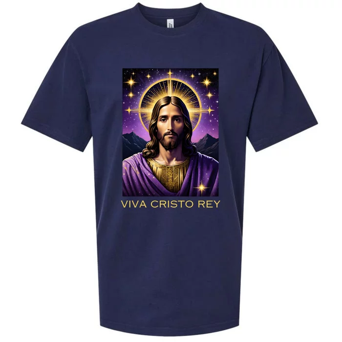 Viva Cristo Rey Roman Catholic Jesus Christ Sueded Cloud Jersey T-Shirt