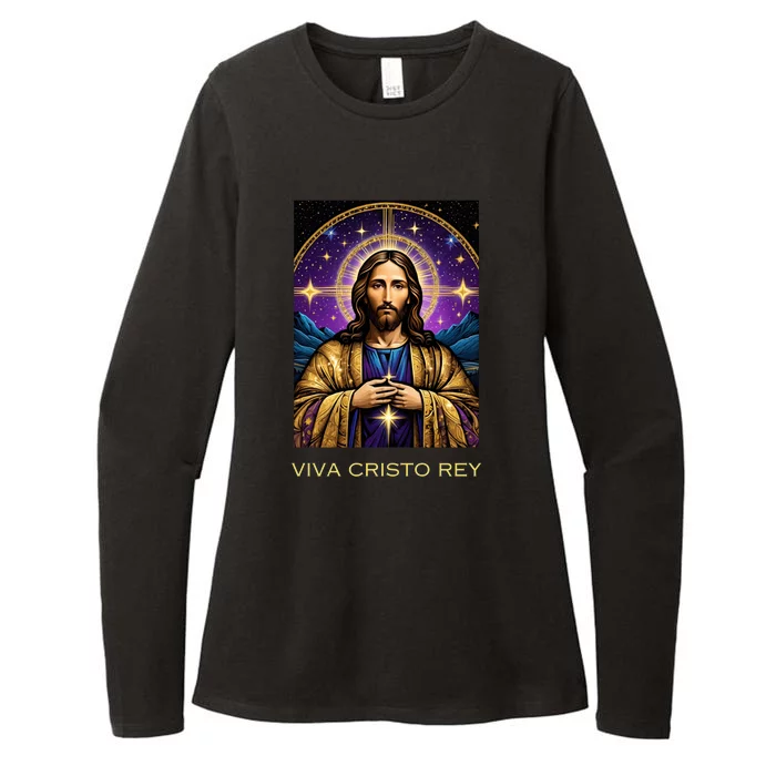 Viva Cristo Rey Catholic Jesus Christ The King Womens CVC Long Sleeve Shirt