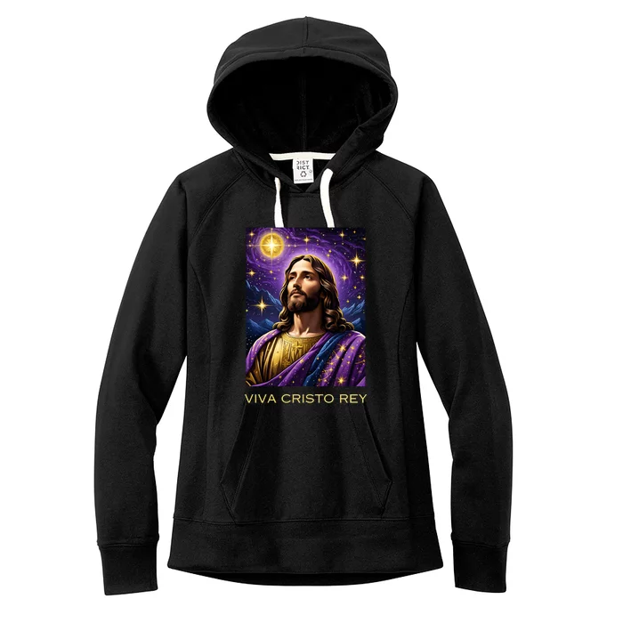 Viva Cristo Rey Roman Catholic Jesus Christ Women's Fleece Hoodie