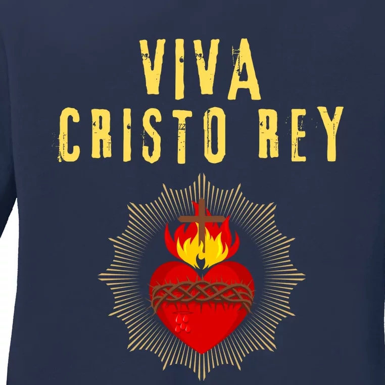 Viva Cristo Rey Roman Catholic Gift Ladies Long Sleeve Shirt