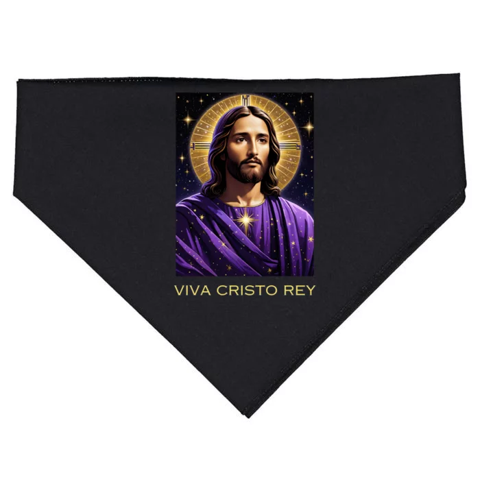 Viva Cristo Rey Roman Catholic Jesus Christ USA-Made Doggie Bandana