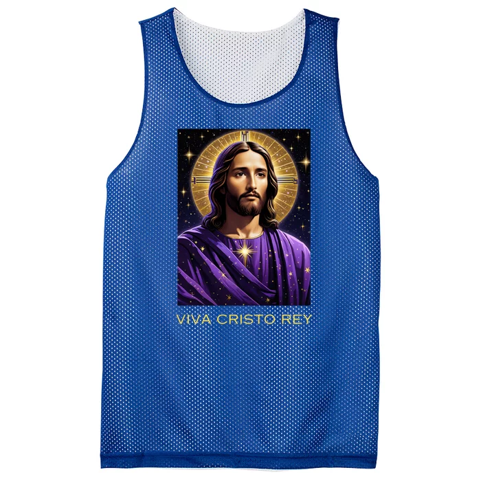 Viva Cristo Rey Roman Catholic Jesus Christ Mesh Reversible Basketball Jersey Tank