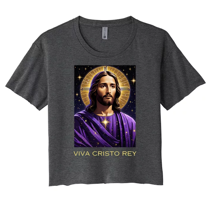 Viva Cristo Rey Roman Catholic Jesus Christ Women's Crop Top Tee