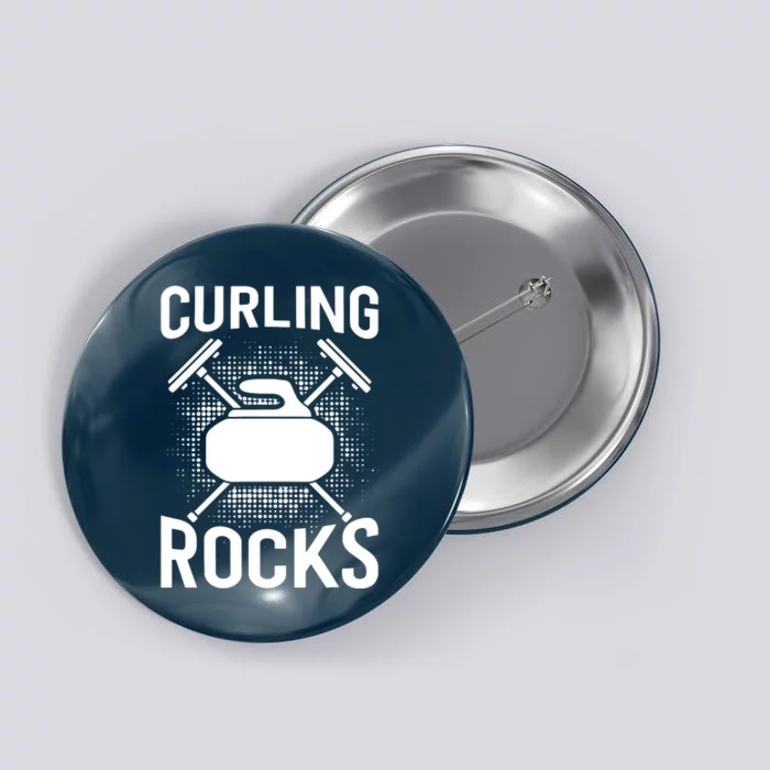 Vintage Curling Rocks Ice Curling Sport Curling Player Button