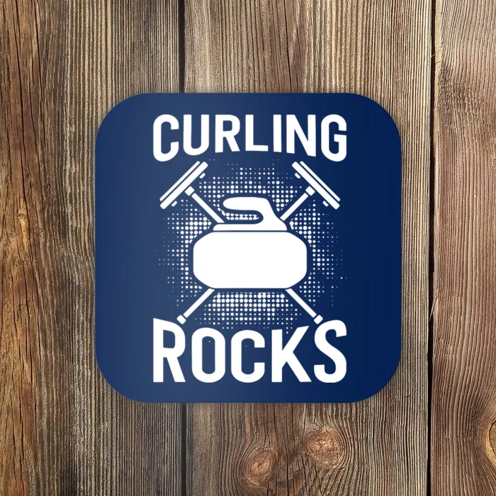 Vintage Curling Rocks Ice Curling Sport Curling Player Coaster