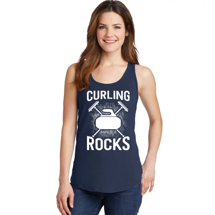 Vintage Curling Rocks Ice Curling Sport Curling Player Ladies Essential Tank