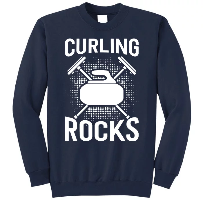 Vintage Curling Rocks Ice Curling Sport Curling Player Tall Sweatshirt