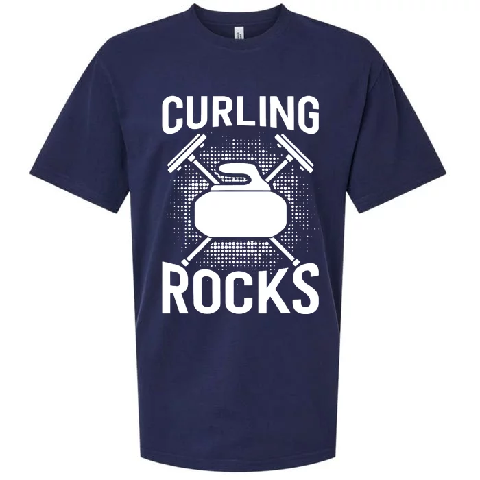 Vintage Curling Rocks Ice Curling Sport Curling Player Sueded Cloud Jersey T-Shirt