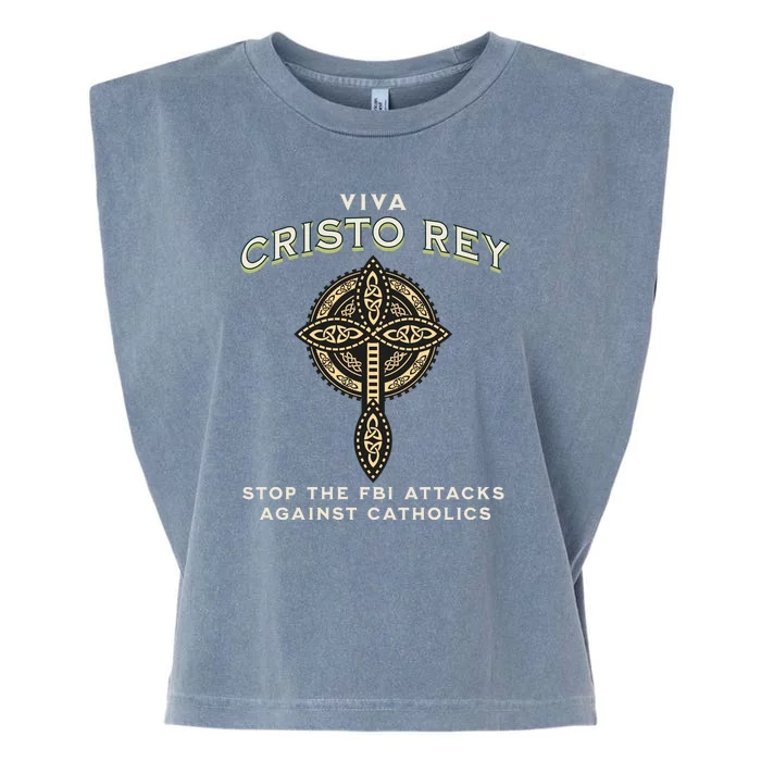 Viva Cristo Rey Roman Catholic Religious Freedom Garment-Dyed Women's Muscle Tee