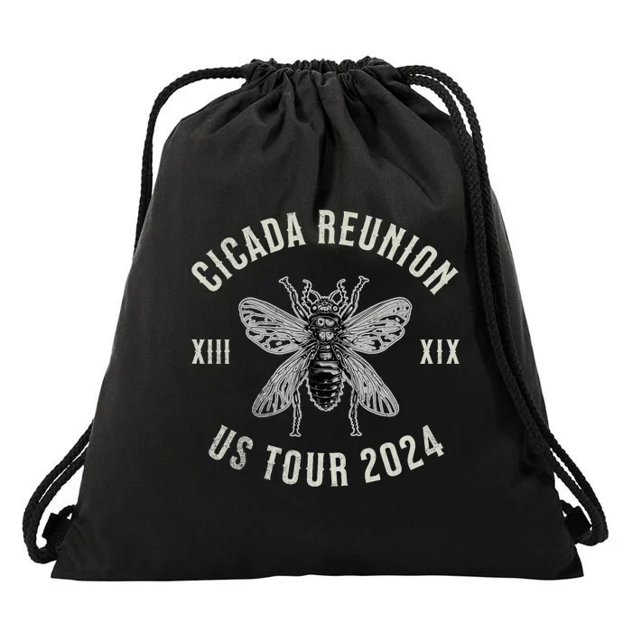 Vintage Cicada Reunion 2024 Cicada Broods Xix And Xiii Drawstring Bag