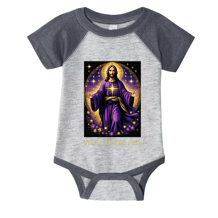 Viva Cristo Rey Roman Catholic Jesus Christ Infant Baby Jersey Bodysuit