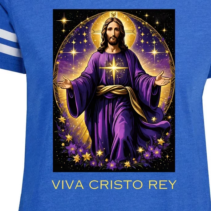 Viva Cristo Rey Roman Catholic Jesus Christ Enza Ladies Jersey Football T-Shirt