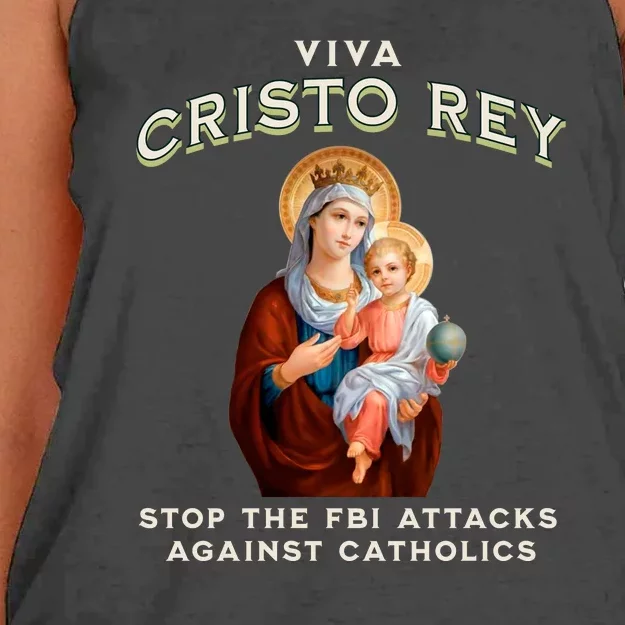 Viva Cristo Rey Roman Catholic Religious Freedom Women's Knotted Racerback Tank