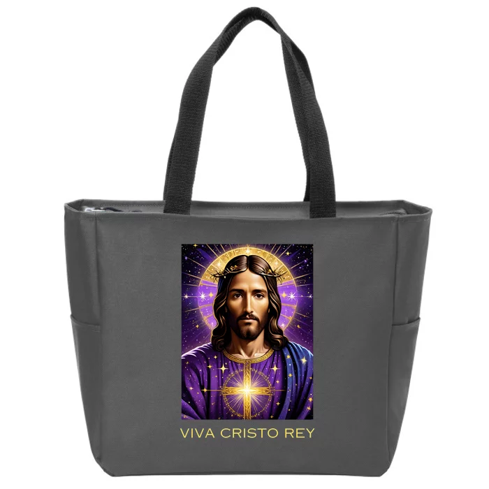 Viva Cristo Rey Catholic Jesus Christ The King Zip Tote Bag