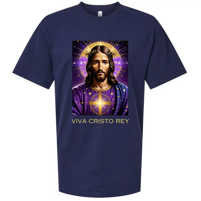 Viva Cristo Rey Catholic Jesus Christ The King Sueded Cloud Jersey T-Shirt