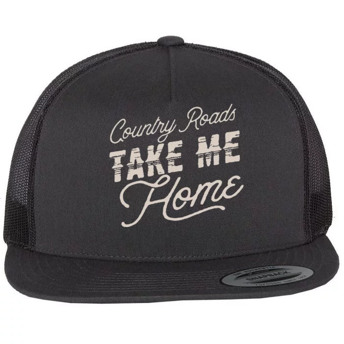 Vintage Country Roads Take Me Home Retro Flat Bill Trucker Hat