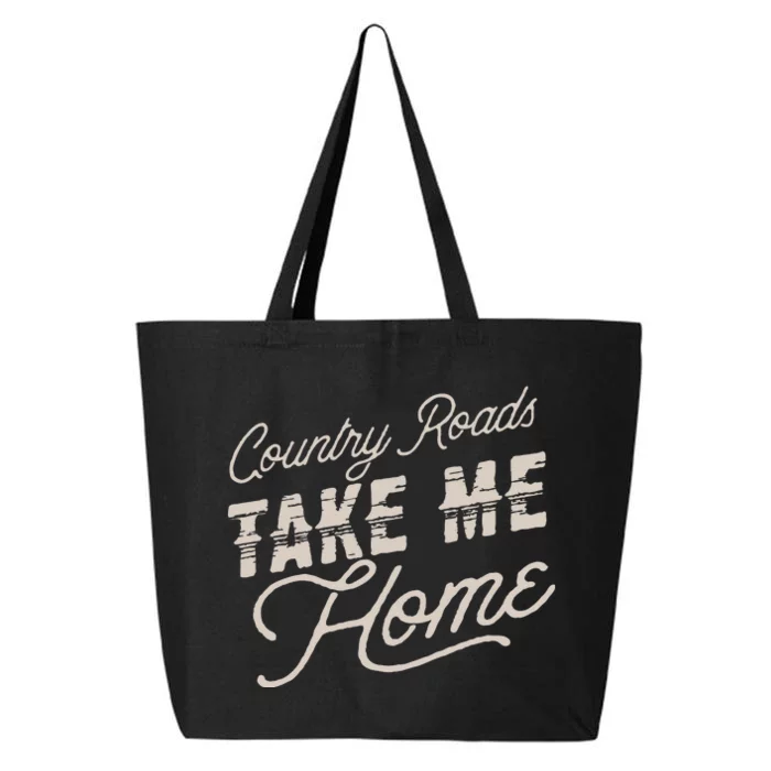 Vintage Country Roads Take Me Home Retro 25L Jumbo Tote