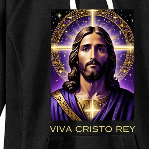 Viva Cristo Rey Catholic Jesus Christ The King Women's Fleece Hoodie