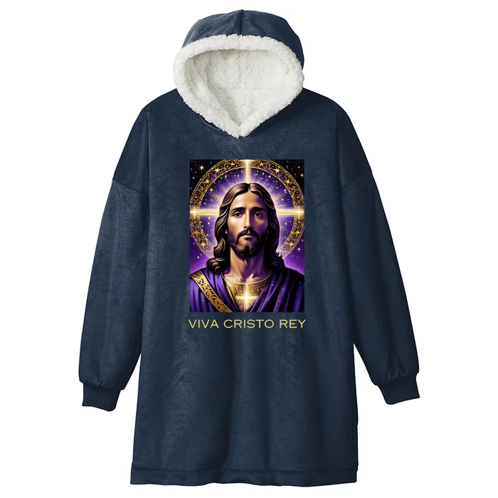 Viva Cristo Rey Catholic Jesus Christ The King Hooded Wearable Blanket