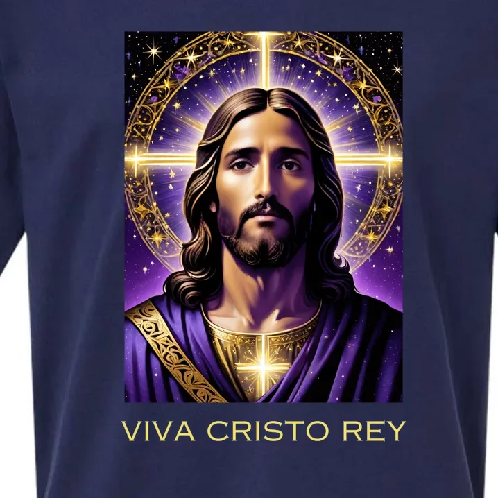 Viva Cristo Rey Catholic Jesus Christ The King Sueded Cloud Jersey T-Shirt