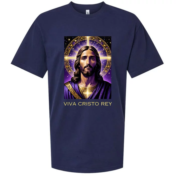 Viva Cristo Rey Catholic Jesus Christ The King Sueded Cloud Jersey T-Shirt