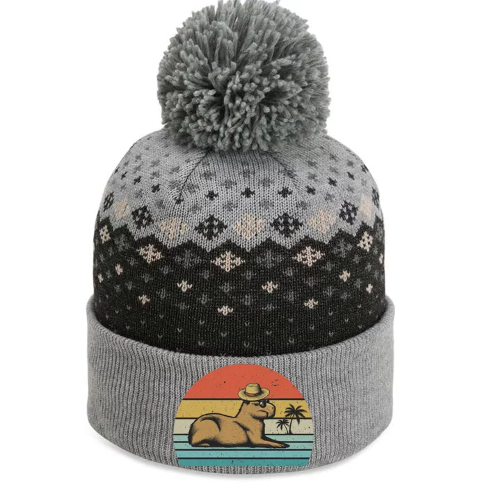 Vintage Capybara Retro Capybara The Baniff Cuffed Pom Beanie