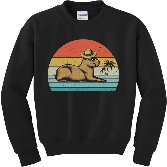 Vintage Capybara Retro Capybara Kids Sweatshirt