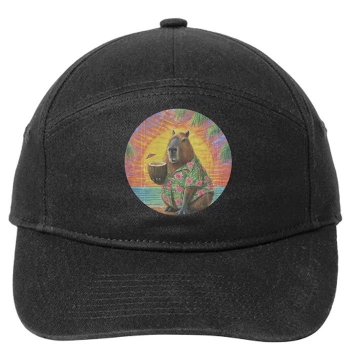 Vintage Capybara Retro Capybara 7-Panel Snapback Hat