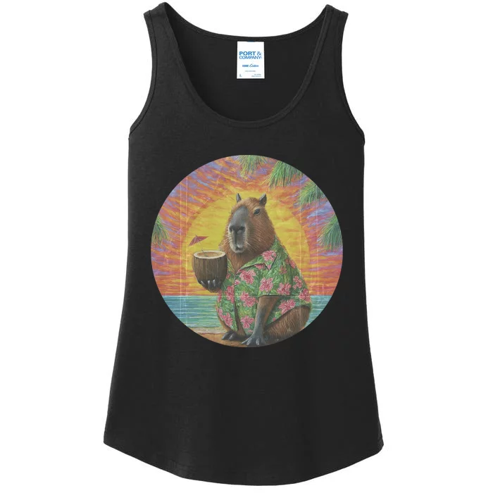 Vintage Capybara Retro Capybara Ladies Essential Tank