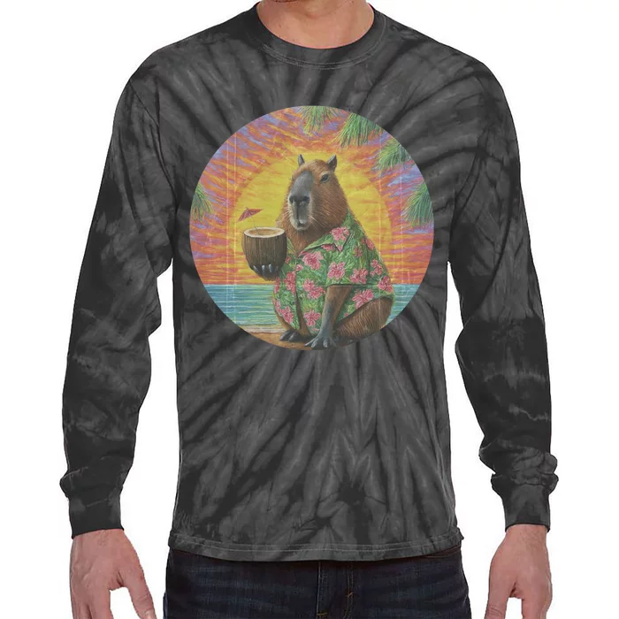 Vintage Capybara Retro Capybara Tie-Dye Long Sleeve Shirt