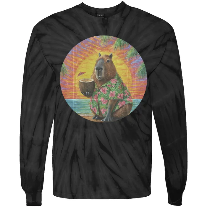 Vintage Capybara Retro Capybara Tie-Dye Long Sleeve Shirt