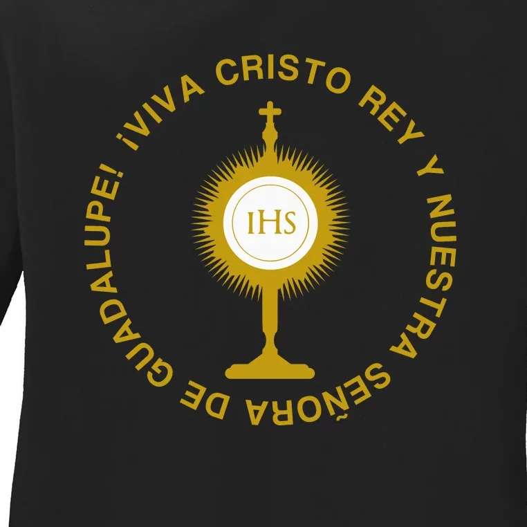 Viva Cristo Rey Catholic Cristeros Gift Ladies Long Sleeve Shirt