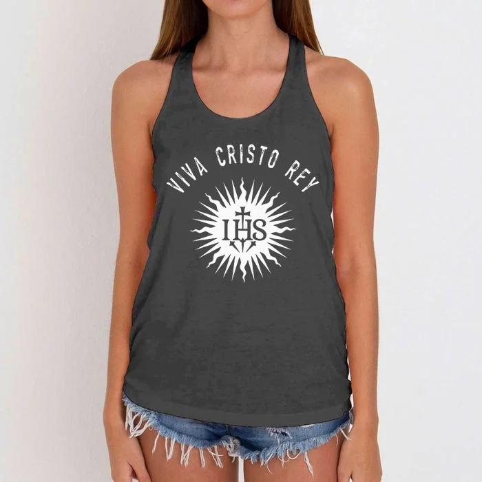 Viva Cristo Rey Roman Catholic Cristeros Women's Knotted Racerback Tank