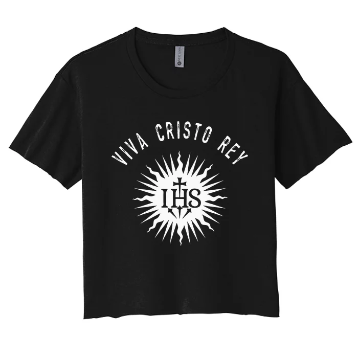 Viva Cristo Rey Roman Catholic Cristeros Women's Crop Top Tee