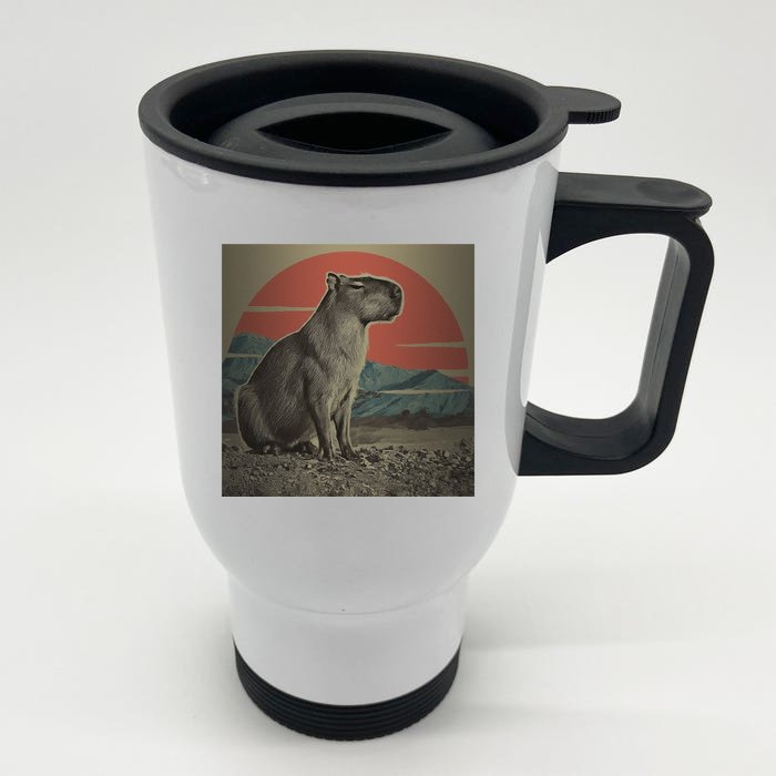 Vintage Capybara Retro Capybara Front & Back Stainless Steel Travel Mug