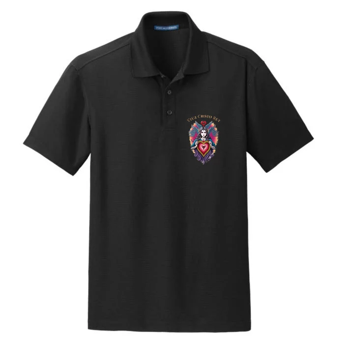 Viva Cristo Rey Sacred Heart Roman Catholic Dry Zone Grid Performance Polo